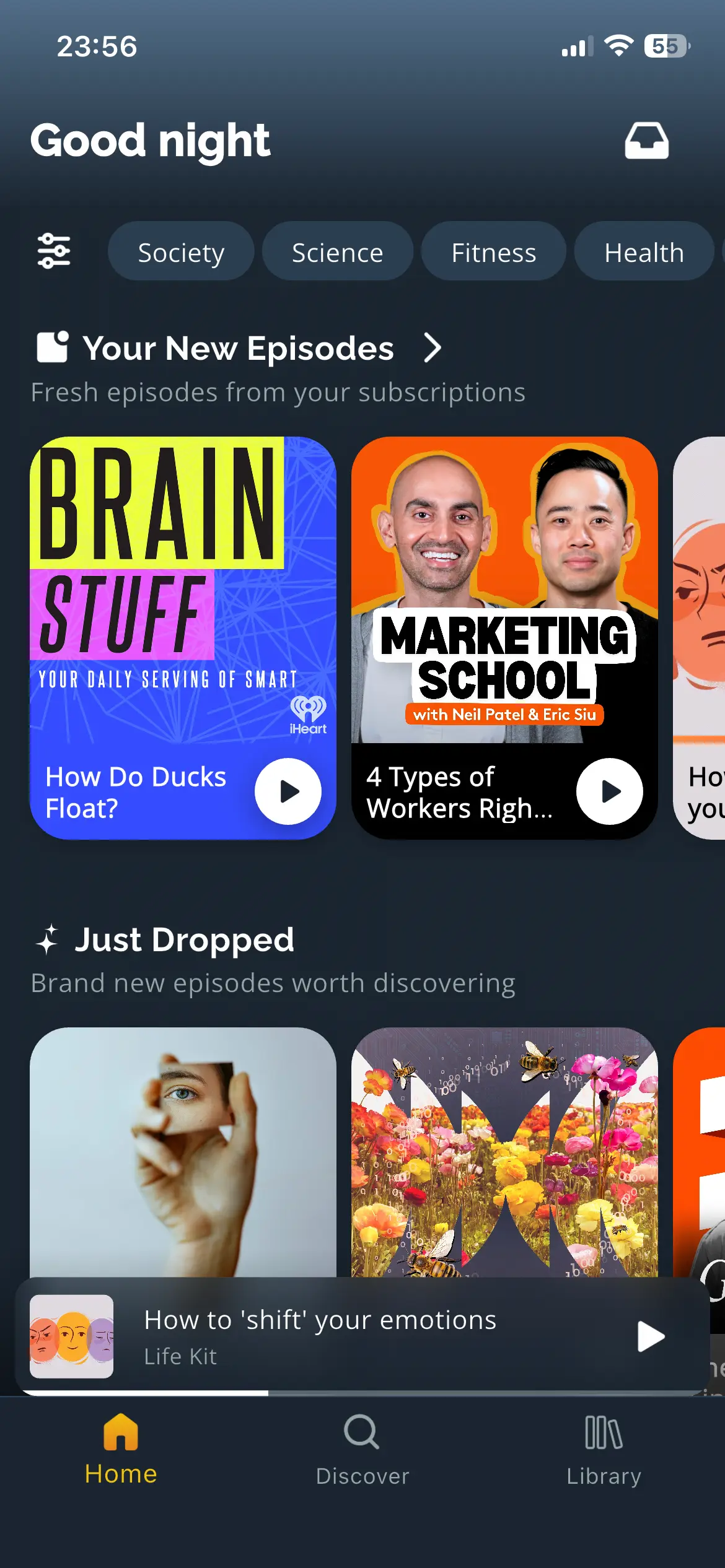 Luna Home Screen - Discover new episodes